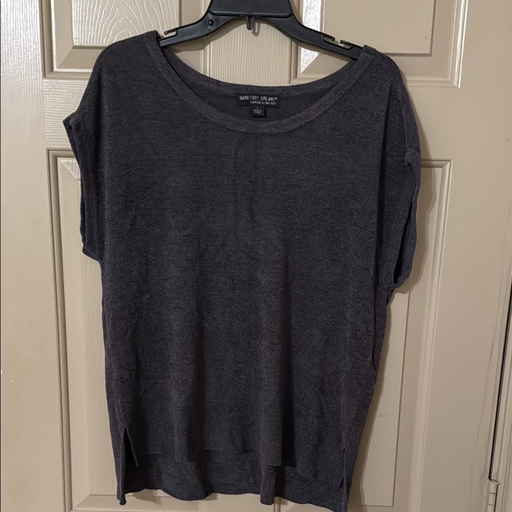 Barefoot Dreams Gray Boxy Short Sleeve Tee